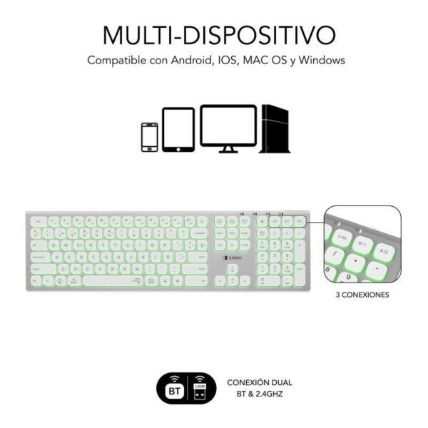 Teclado Inalámbrico Subblim Master/ Plata y Blanco - Imagen 3