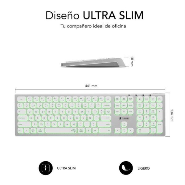 Teclado Inalámbrico Subblim Master/ Plata y Blanco - Imagen 4