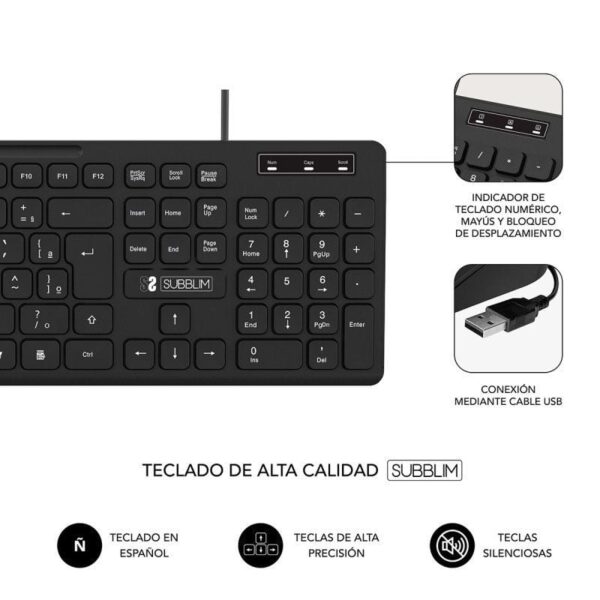 Teclado Subblim Business Slim Silencioso/ Negro - Imagen 3