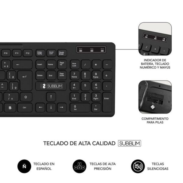 Teclado y Ratón Inalámbrico Subblim Combo Business Slim CSSW10/ Negro - Imagen 3