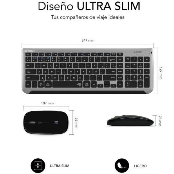 Teclado y Ratón Inalámbrico Subblim Combo Dual Prestige Extendido/ Gris y Negro - Imagen 4