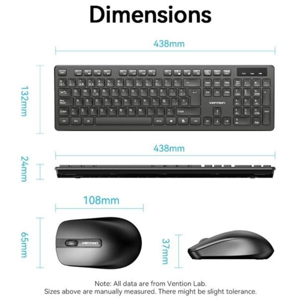 Teclado y Ratón Inalámbricos Vention Combo KTDB0-ES/ Negro - Imagen 4