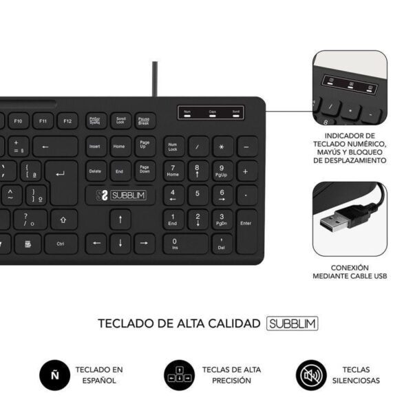 Teclado y Ratón Subblim Combo Business Slim CSSK01/ Negro - Imagen 3