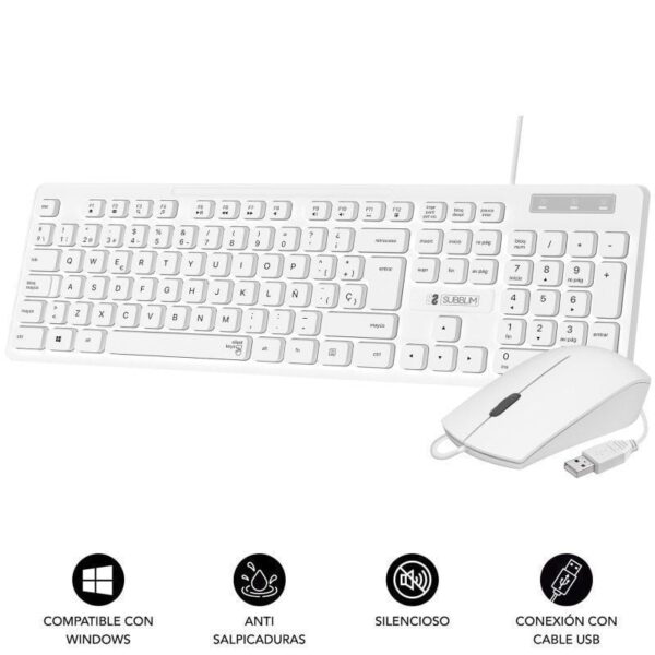 Teclado y Ratón Subblim Combo Business Slim Silencioso/ Blanco 8436586742553 SUBKBC-CSSK02 SUB-TEC COMBO BUS SLIM WH