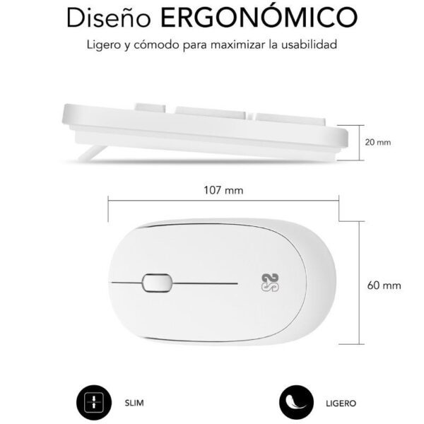 Teclado y Ratón Subblim Combo Business Slim Silencioso Inalámbrico/ Blanco - Imagen 2