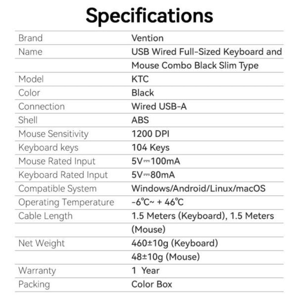 Teclado y Ratón Vention Combo KTCB0-ES/ Negro - Imagen 5