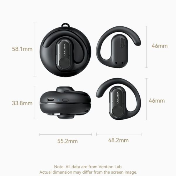 Auriculares Deportivos Bluetooth Vention Open Ear OpenBeat O11 NBPB0 con estuche de carga/ Negros - Imagen 2