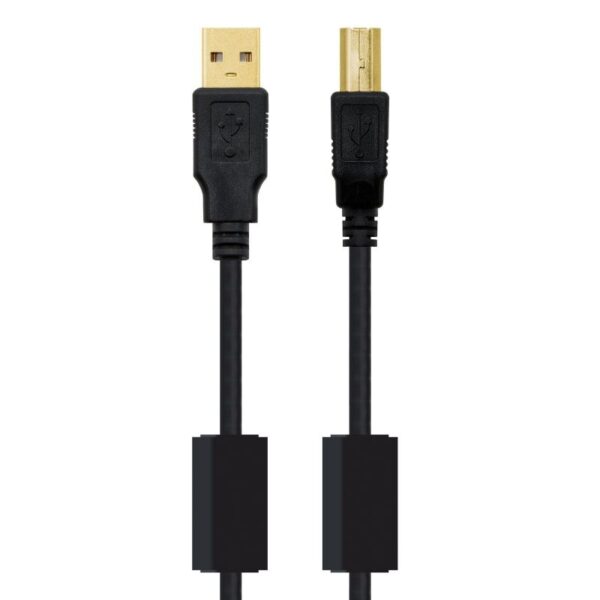 Cable USB 2.0 Impresora Nanocable 10.01.1202/ USB Tipo-B Macho - USB Macho / 2m/ Negro - Imagen 2