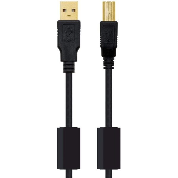 Cable USB 2.0 Impresora Nanocable 10.01.1203/ USB Tipo-B Macho - USB Macho/ 3m/ Negro - Imagen 2