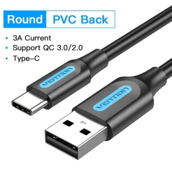 Cable USB 2.0 Tipo-C Vention COKBF/ USB Macho - USB Tipo-C Macho/ Hasta 60W/ 480Mbps/ 1m/ Gris - Imagen 2