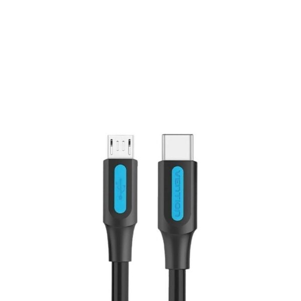 Cable USB 2.0 Tipo-C Vention COVBD/ USB Tipo-C Macho - MicroUSB Macho/ Hasta 10W/ 480Mbps/ 50cm/ Negro - Imagen 2