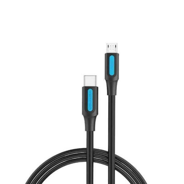 Cable USB 2.0 Tipo-C Vention COVBD/ USB Tipo-C Macho - MicroUSB Macho/ Hasta 10W/ 480Mbps/ 50cm/ Negro - Imagen 3