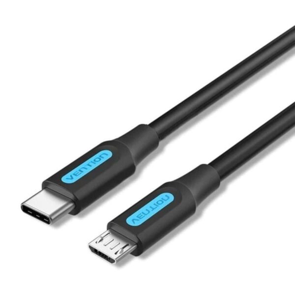 Cable USB 2.0 Tipo-C Vention COVBD/ USB Tipo-C Macho - MicroUSB Macho/ Hasta 10W/ 480Mbps/ 50cm/ Negro 6922794755918 COVBD VEN-CAB COVBD