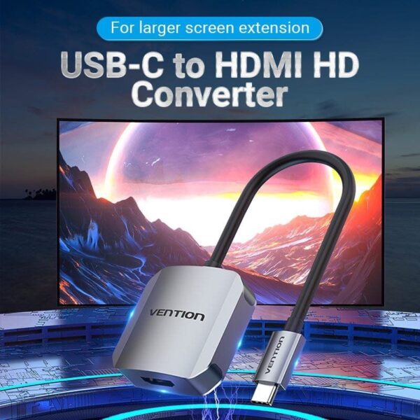 Conversor Vention TDEHB/ USB Tipo-C Macho - HDMI Hembra/ 15cm/ Plata - Imagen 2