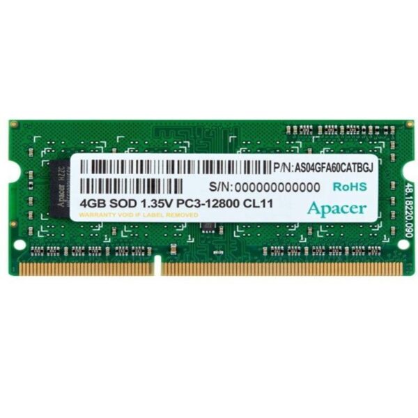 Memoria RAM Apacer 4GB/ DDR3L/ 1600MHz/ 1.35V/ SODIMM  DV.04G2K.KAM APA-4GB DV.04G2K.KAM