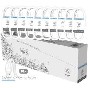 Pack 10 Cables Lightning Tech One Tech Basik TEC2952/ USB Macho - Lightning Macho/ 1m/ Blanco 8436546593836 TEC2952 TOT-CAB TEC2952 10U