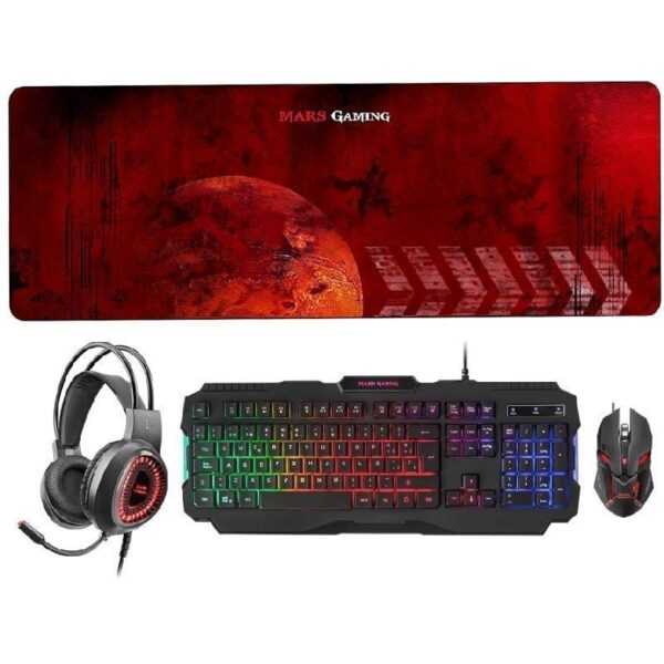 Pack Gaming Mars Gaming MCPRGB2/ Teclado RGB + Ratón Óptico + Alfombrilla XXL + Auriculares 4710562759112 MCPRGB2ES TAC-PACK MCPRGB2