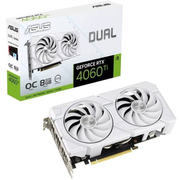 Tarjeta Gráfica Asus Dual GeForce RTX 4060 Ti EVO OC White Edition/ 8GB GDDR6 4711387683064 90YV0J4B-M0NA00 ASU-GF RTX4060TI D E OC WH 8