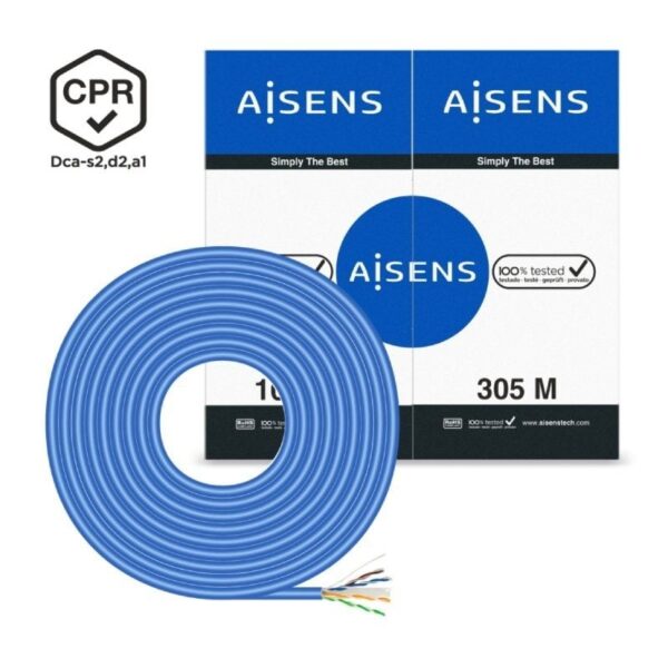 Bobina de Cable RJ45 UTP AWG24 LSZH CPR Dca Aisens A135-0663 Cat.6/ 305m/ Azul 8436574707786 A135-0663 AIS-CAB A135-0663