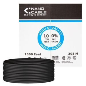 Bobina de Cable RJ45 para Exteriores UTP Nanocable 10.20.0304-EXT-BK Cat.5e/ 305m/ Impermeable/ Negro 8433281007628 10.20.0304-EXT-BK NAN-CAB 10.20.0304-EXT-BK