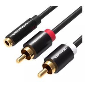 Cable Estéreo Vention VAB-R01-B100/ Jack 3.5 Hembra - 2x RCA Macho/ 1m/ Negro 6922794740846 VAB-R01-B100 VEN-CAB VAB-R01-B100