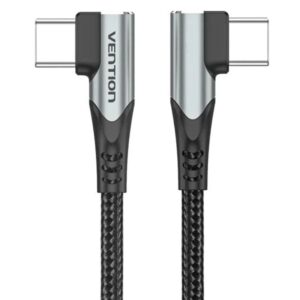 Cable USB 2.0 Tipo-C 90º Vention TANHD/ USB Tipo-C Macho - USB Tipo-C Macho/ Hasta 100W/ 480Mbps/ 50cm/ Gris 6922794752566 TANHD VEN-CAB TANHD