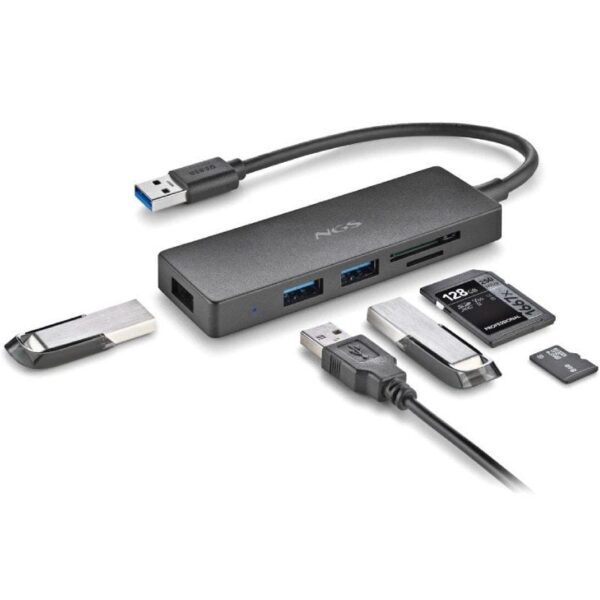 Hub USB NGS IHUB READER/ 3xUSB 3.0/ 1xLector de Tarjetas - Imagen 3