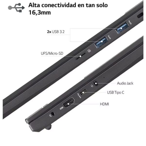 Portátil LG Ultra 16UD70R-G.AX56B Ryzen 5 7530U/ 16GB/ 512GB SSD/ 16"/ Sin Sistema Operativo - Imagen 4