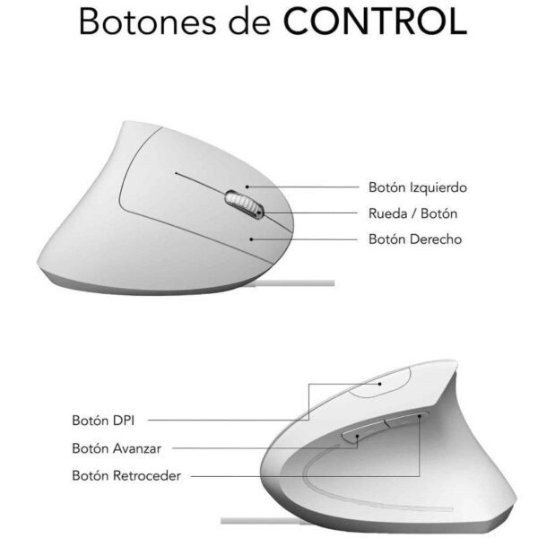 Ratón Ergonómico Subblim Glide Vertical Ergo Wired/ Hasta 1600 DPI/ Blanco - Imagen 5