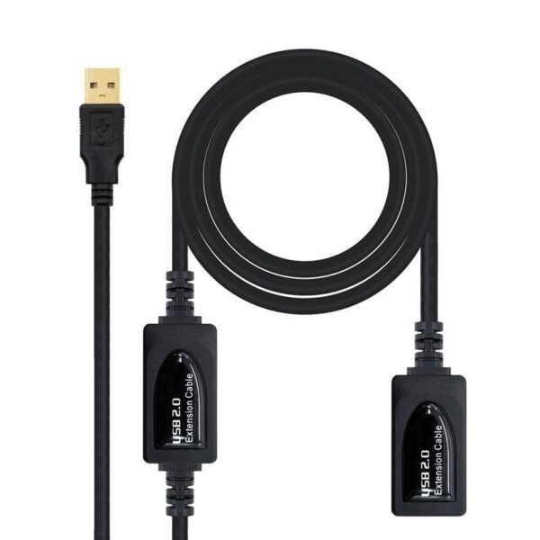 Cable Alargador USB 2.0 Nanocable 10.01.0213/ USB Macho - USB Hembra/ 15m/ Negro 8433281007031 10.01.0213 NAN-CAB 10 01 0213