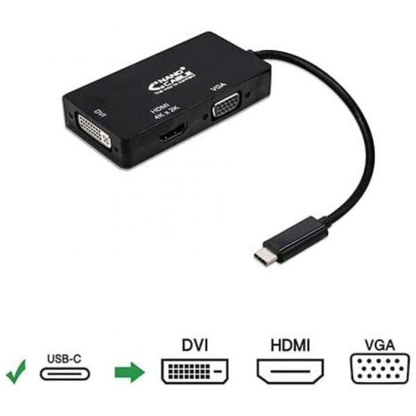 Conversor Nanocable 10.16.4301-BK/ USB Tipo-C Macho - VGA Hembra/ DVI Hembra/ HDMI Hembra/ 10cm/ Negro - Imagen 3