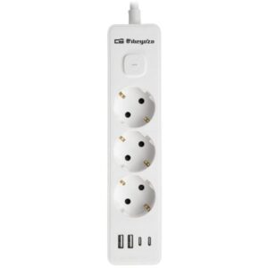 Regleta con Interruptor Orbegozo EN 3100/ 3 Tomas de Corriente/ 2 USB/ 2 USB Tipo-C/ Cable 1.4m/ Blanca 8435568407152 18292 ORB-REGLETA EN 3100