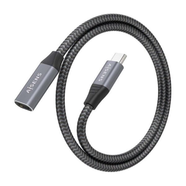 Cable Alargador USB 3.2 Aisens A107-0760/ USB Tipo-C Macho - USB Tipo-C Hembra/ Hasta 100W/ 20Gbps/ 50cm/ Gris - Imagen 2