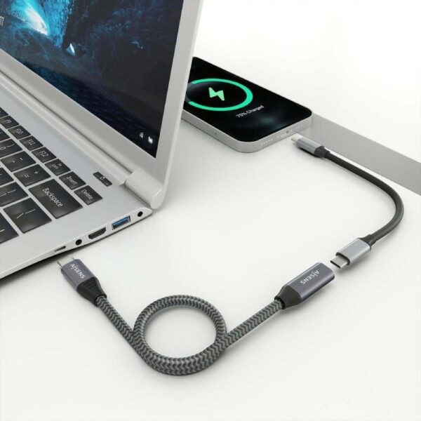 Cable Alargador USB 3.2 Aisens A107-0760/ USB Tipo-C Macho - USB Tipo-C Hembra/ Hasta 100W/ 20Gbps/ 50cm/ Gris - Imagen 4