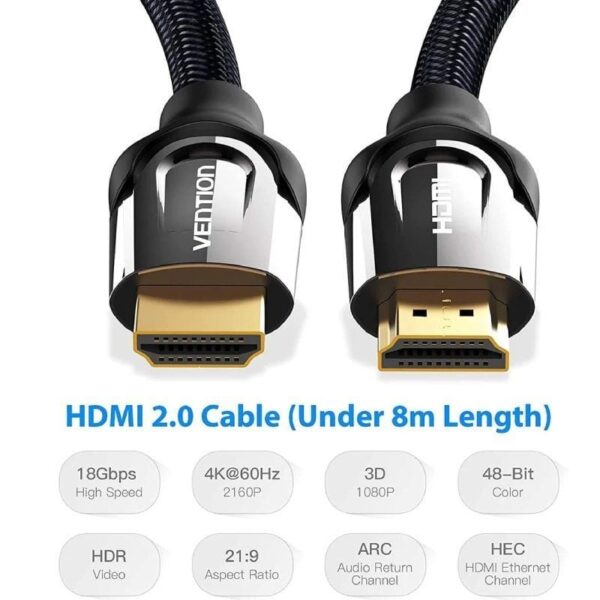 Cable HDMI 2.0 4K Vention VAA-B05-B075/ HDMI Macho - HDMI Macho/ 75cm/ Negro - Imagen 5