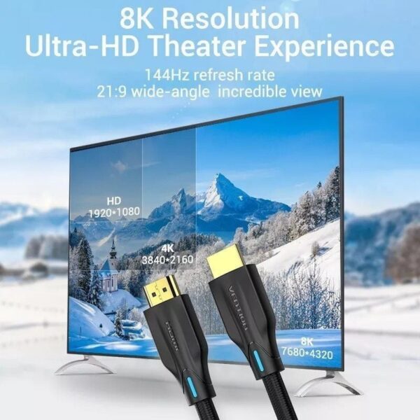 Cable HDMI 2.1 8K Vention AAUBH/ HDMI Macho - HDMI Macho/ 2m/ Negro - Imagen 2