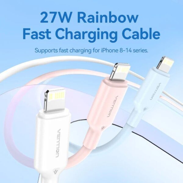 Cable USB 2.0 Tipo-C Lightning Vention LAKSH/ USB Tipo-C Macho - Lightning Macho/ Hasta 27W/ 480Mbps/ 2m/ Azul - Imagen 2