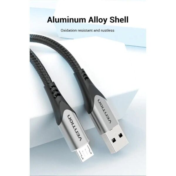 Cable USB 2.0 Vention COAHG/ USB Macho - MicroUSB Macho/ Hasta 60W/ 480Mbps/ 1.5m/ Gris - Imagen 3