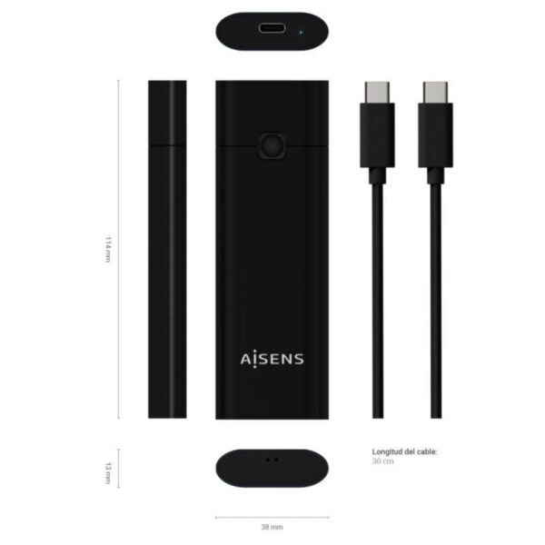 Caja Externa para Disco SSD M.2 NVMe Aisens ASM2-020B/ USB 3.1 Gen2/ Sin Tornillos - Imagen 3