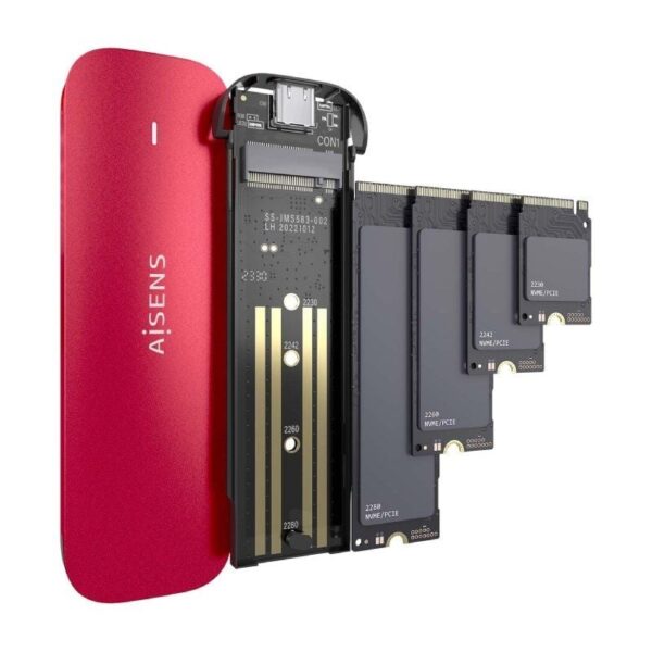 Caja Externa para Disco SSD M.2 NVMe Aisens ASM2-027RED/ USB 3.2/ Sin tornillos - Imagen 3