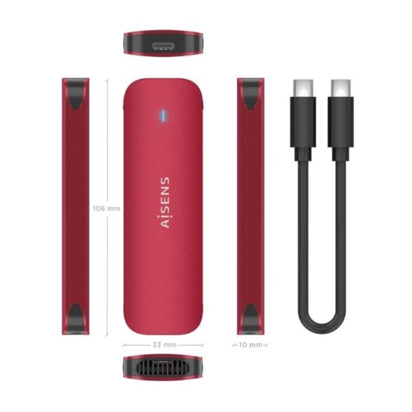 Caja Externa para Disco SSD M.2 NVMe Aisens ASM2-027RED/ USB 3.2/ Sin tornillos - Imagen 4