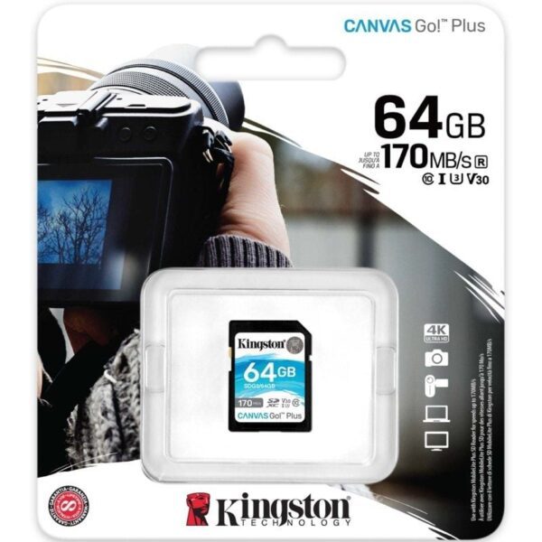 Tarjeta de Memoria Kingston CANVAS Canvas Go! Plus 64GB SD XC/ Clase 10/ 170MBs - Imagen 3