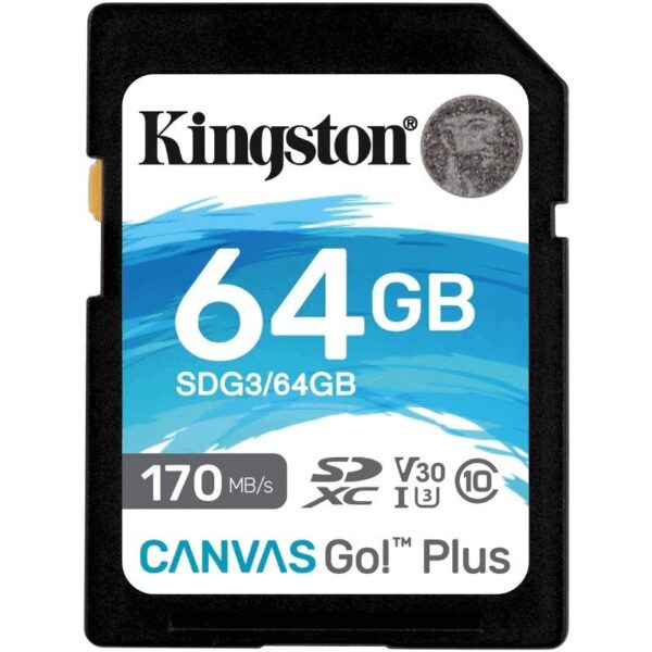 Tarjeta de Memoria Kingston CANVAS Canvas Go! Plus 64GB SD XC/ Clase 10/ 170MBs 740617301397 SDG3/64GB KIN-SD SDG3 64GB