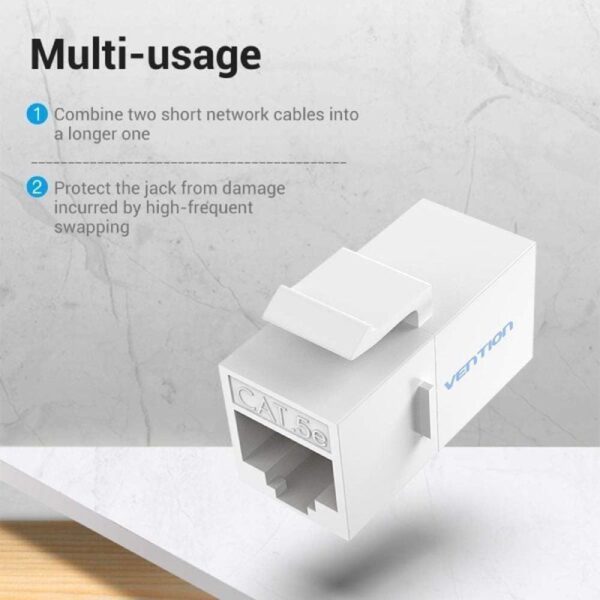 Adaptador Conector RJ45 VDD-B07-W Cat5 UTP/ RJ45 Hembra - RJ45 Hembra/ Blanco - Imagen 4