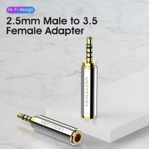 Adaptador Jack Vention VAB-S02/ Jack 2.5 Macho - Jack 3.5 Hembra/ Plata - Imagen 2
