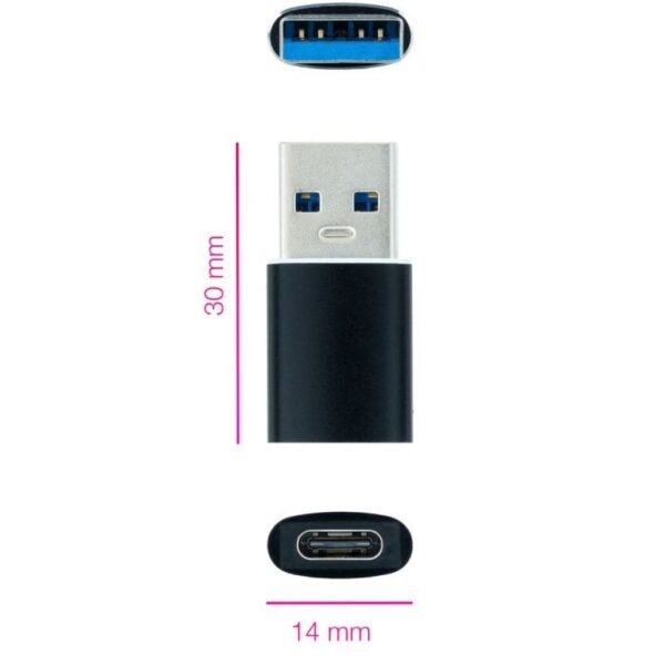 Adaptador USB 3.1 Nanocable 10.02.0012/ USB Macho - USB Tipo-C Hembra - Imagen 2