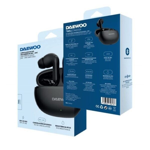 Auriculares Bluetooth Daewoo DW2004 con estuche de carga/ Autonomía 5h/ Negros - Imagen 4