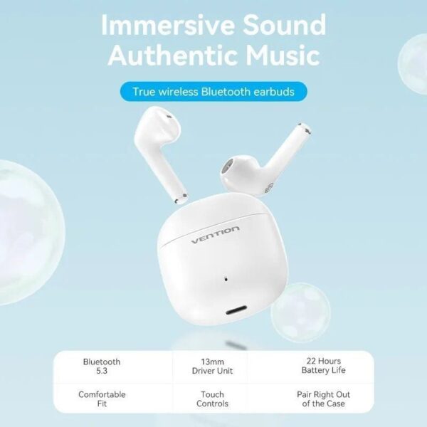 Auriculares Bluetooth Vention NBGW0 con estuche de carga/ Autonomía 7h/ Blancos - Imagen 4