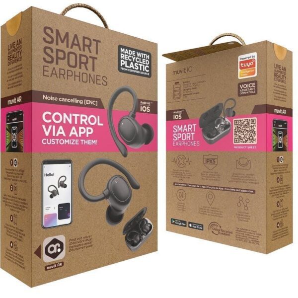 Auriculares Deportivos Bluetooth Muvit iO Smart True Wireless Sport ENC con estuche de carga/ Autonomía 6h/ Negros - Imagen 5