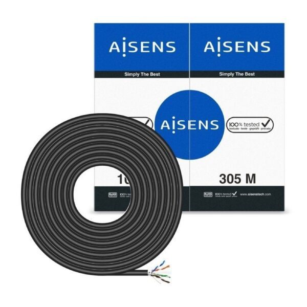 Bobina de Cable RJ45 para Exteriores FTP AWG24 Aisens A135-0674 Cat.6/ 305m/ Impermeable/ Negro - Imagen 3